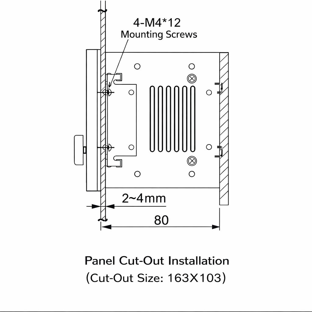 KTC800B Panel Cut-Out Installation Drawing
