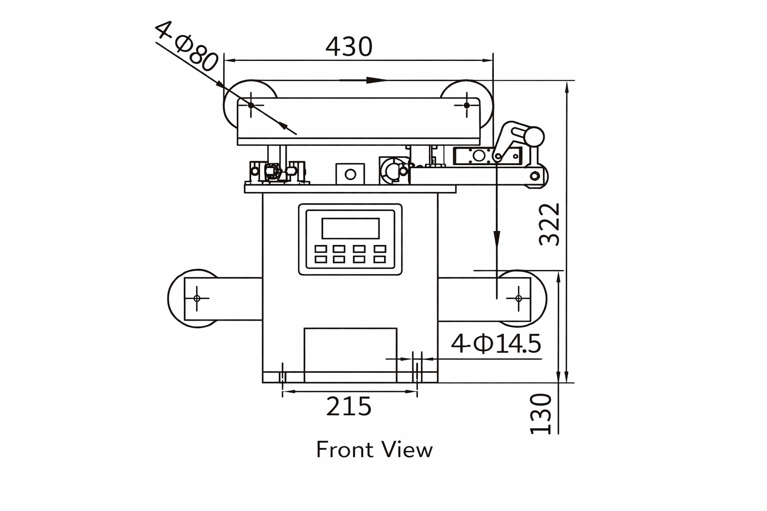 PG-650D80W430-ARA front view dimensions